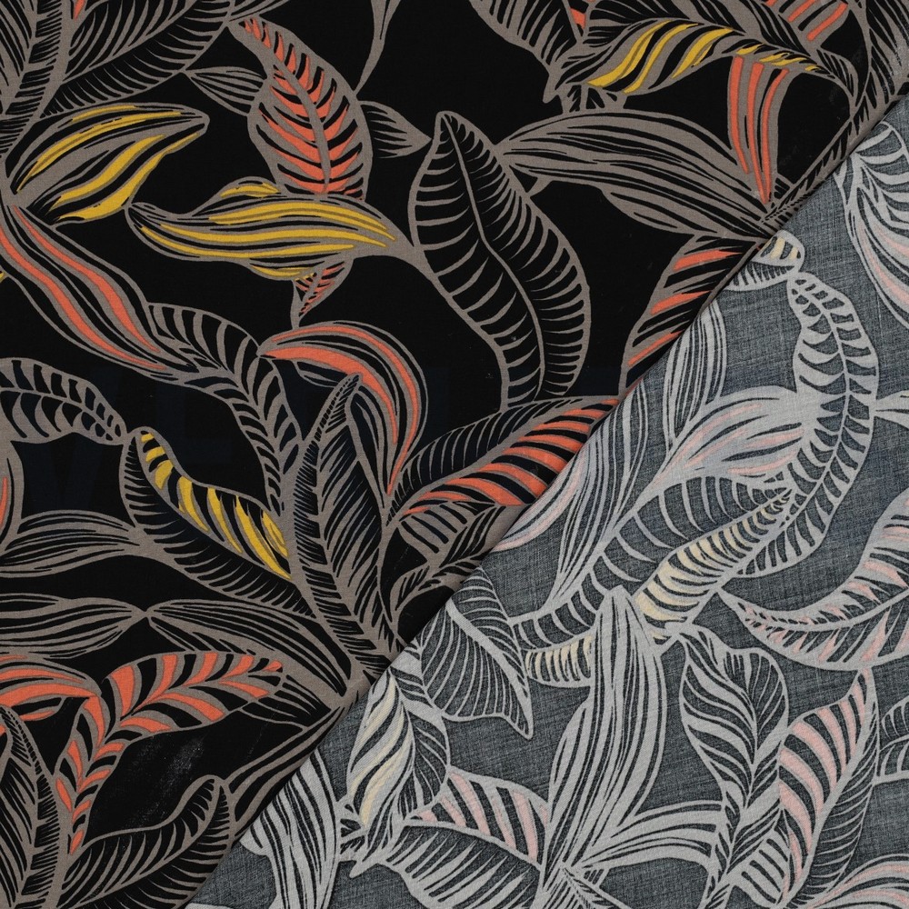LENZING™ ECOVERO™ LEAVES BLACK #7