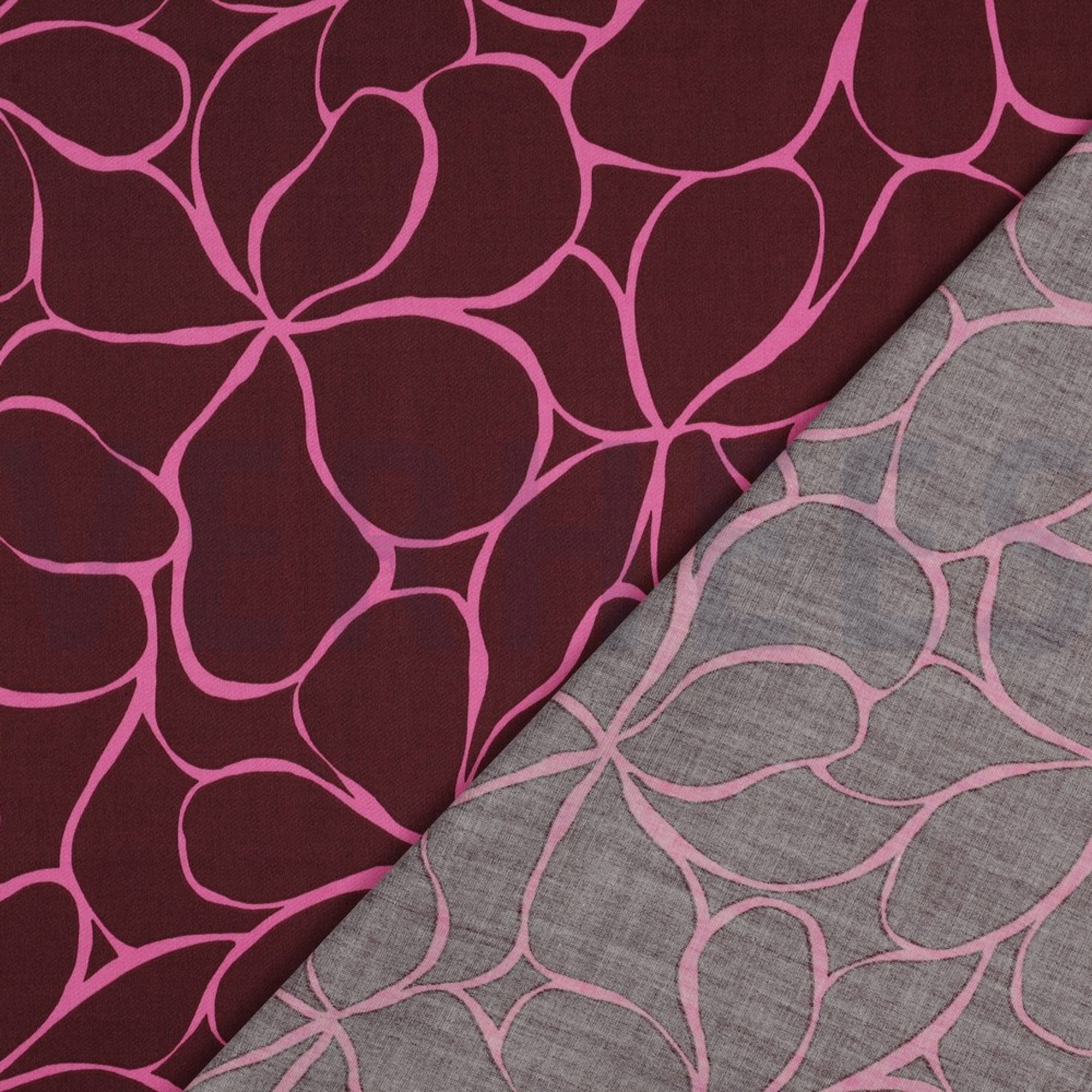 KATOEN SATIJN BLOEMEN BORDEAUXROOD (high resolution) #4