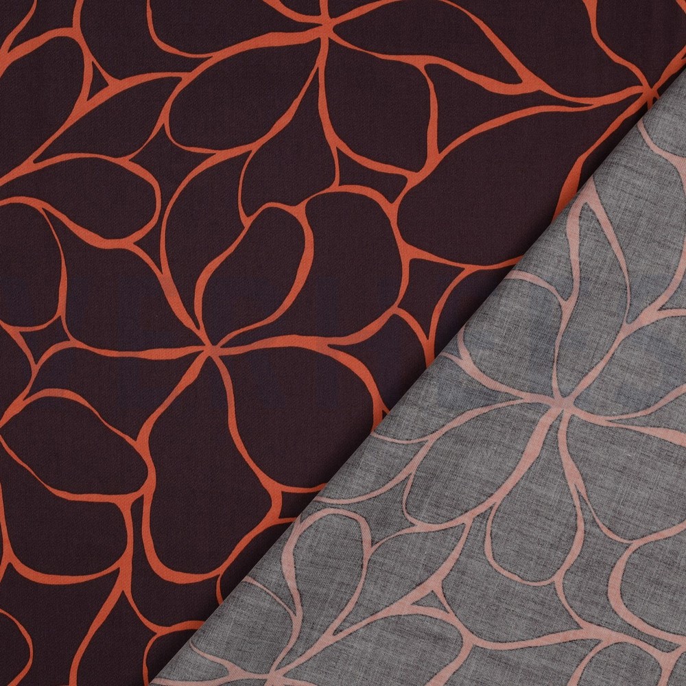 COTTON SATIN FLOWERS DARK BROWN #7