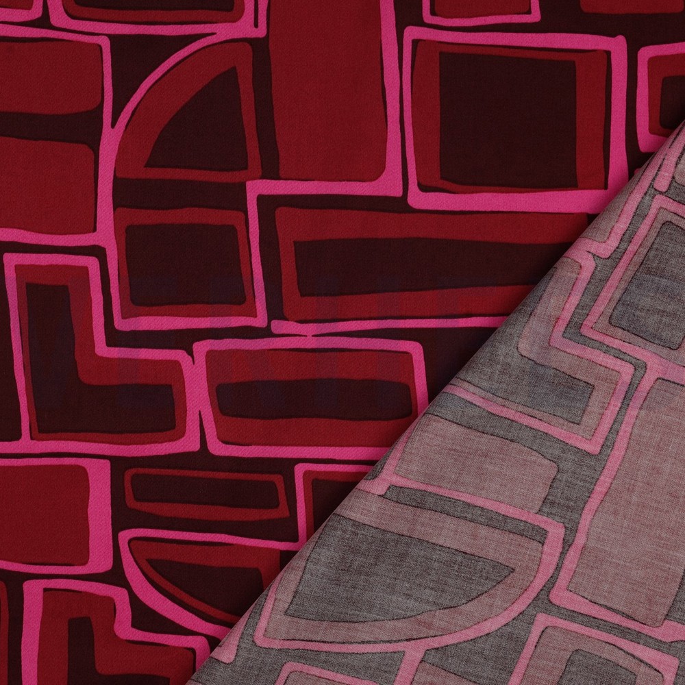 BAUMWOLLE SATIN GEOMETRISCH BORDEAUXROT #7
