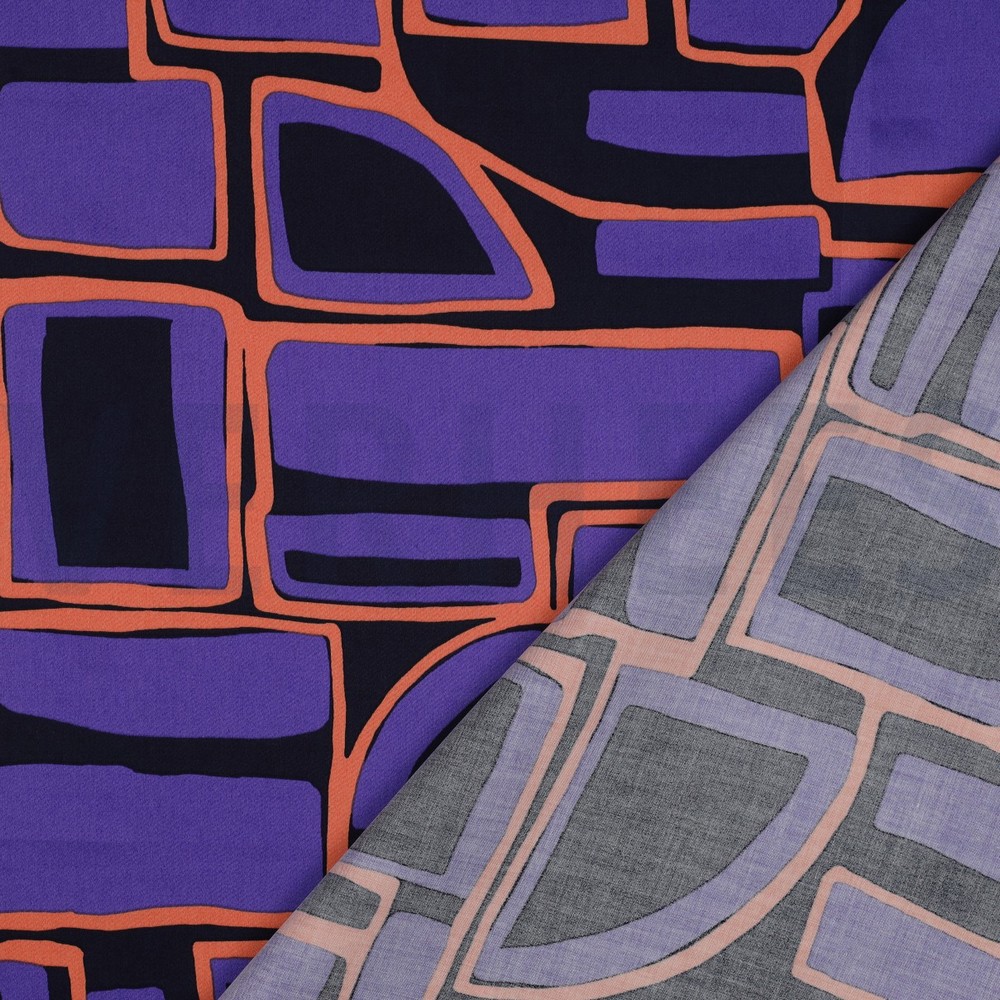COTTON SATIN GEOMETRIC NAVY #7