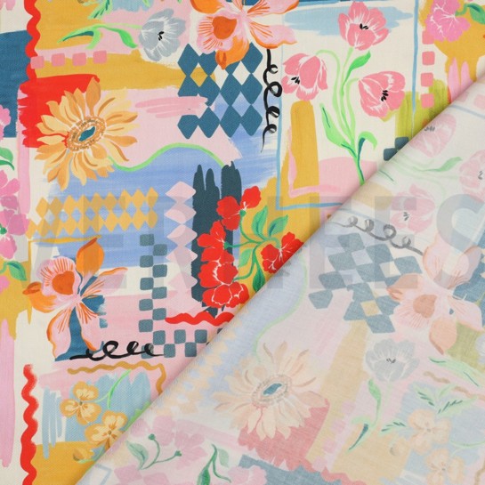 COTTON SATIN DIGITAL PATCHWORK YELLOW #7