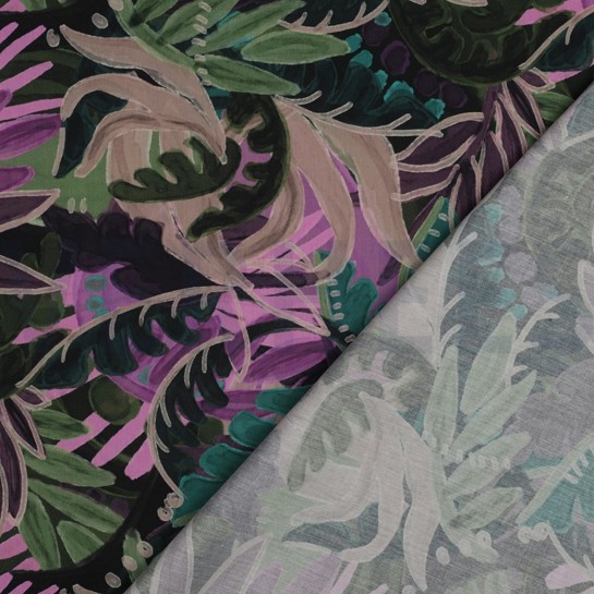 COTON VISCOSE DIGITAL FEUILLES VIOLET #7