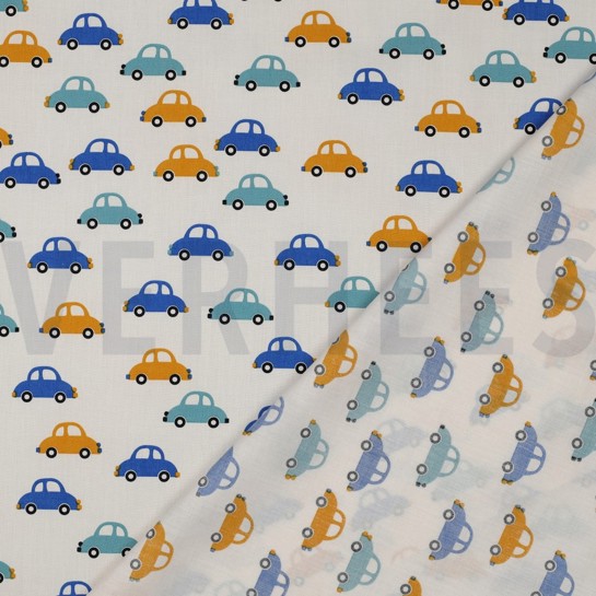 POPELINE DE COTON VOITURES BLANC CASSÉ #7
