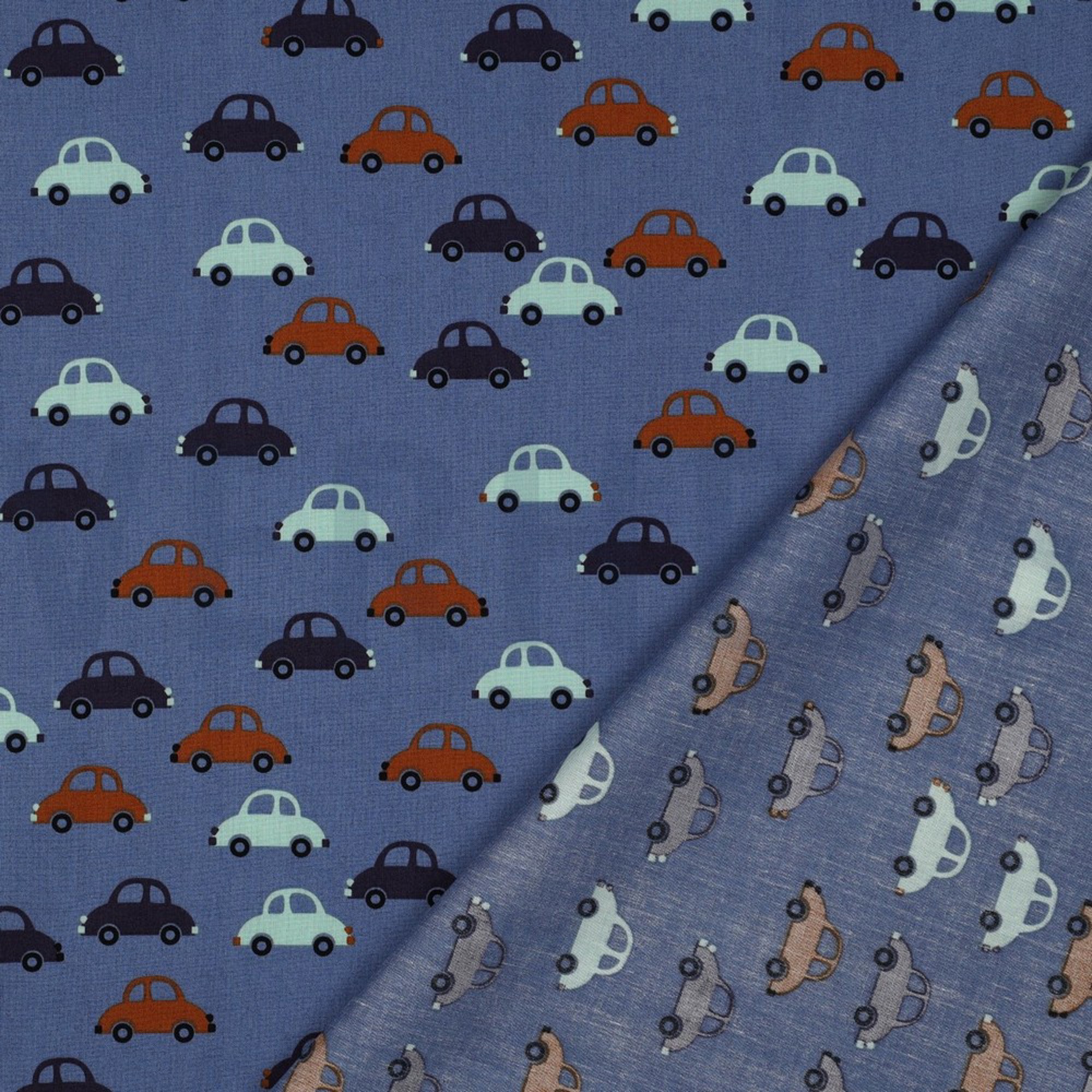 BAUMWOLLE POPELINE AUTOS JEANSBLAU (high resolution) #4