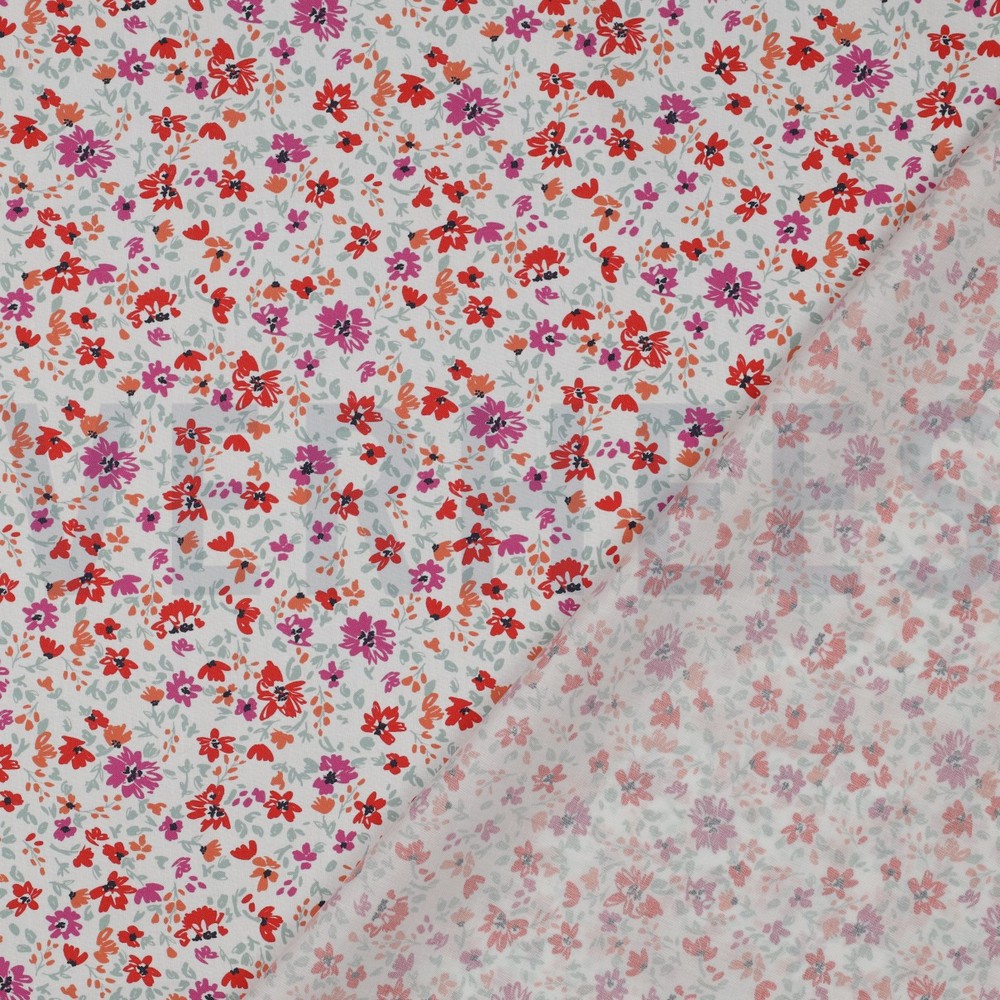 FINE POPLIN FLOWERS WHITE #7