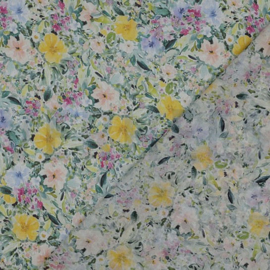 KATOEN VOILE DIGITAAL BLOEMEN MULTI #7