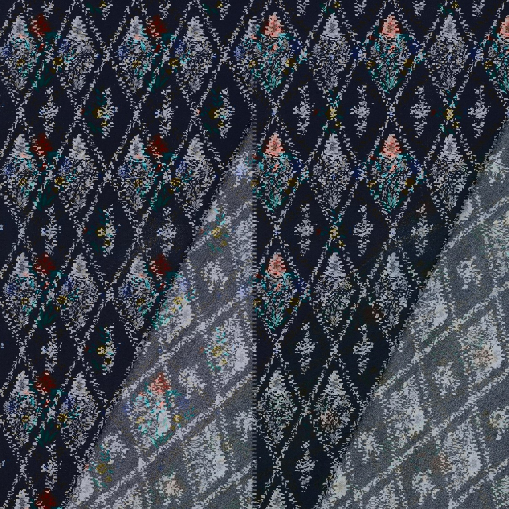 FINE POPLIN DIGITAL FLOWERS NAVY (high resolution) #4