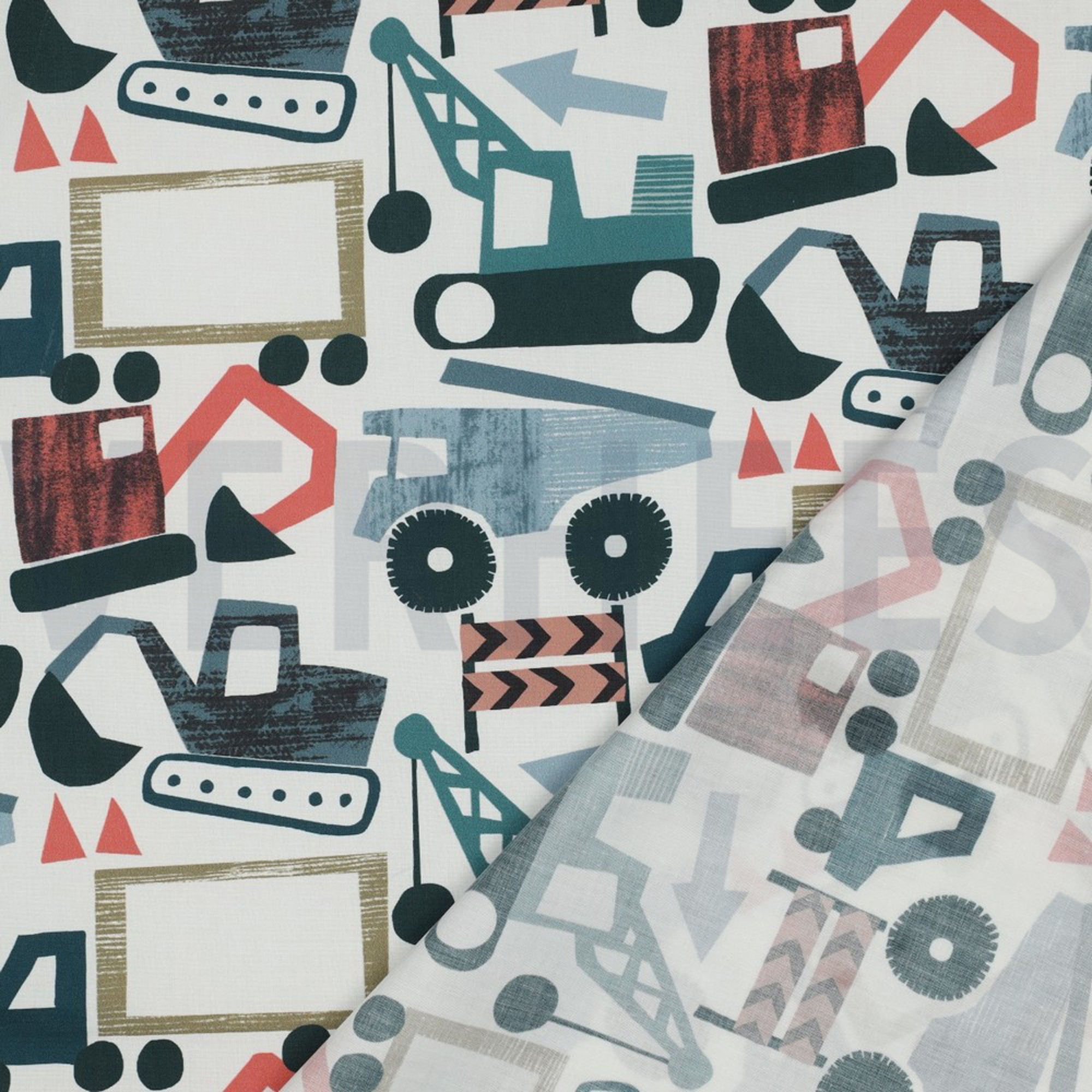 BAUMWOLLE POPELINE DIGITAL FAHRZEUGE GEBROCHEN WEISS (high resolution) #4