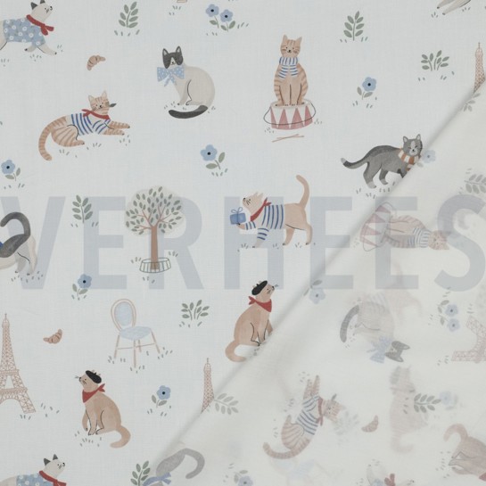 BAUMWOLLE POPELINE DIGITAL VIVE LA FRANCE WEISS #7