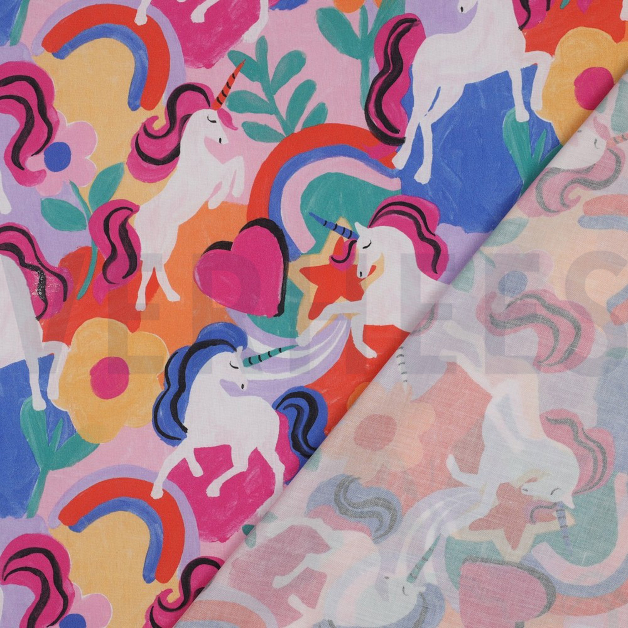 BAUMWOLLE POPELINE DIGITAL EINHÖRNER MEHRFARBIG (high resolution) #4