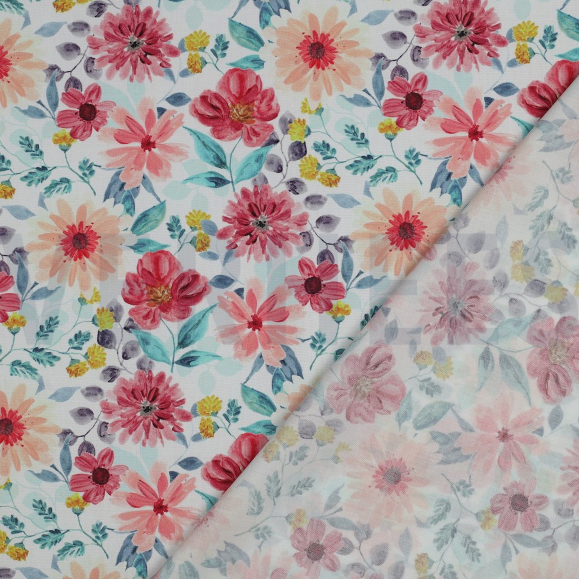 KATOENEN POPLIN DIGITAAL BLOEMEN ROOD (high resolution) #4