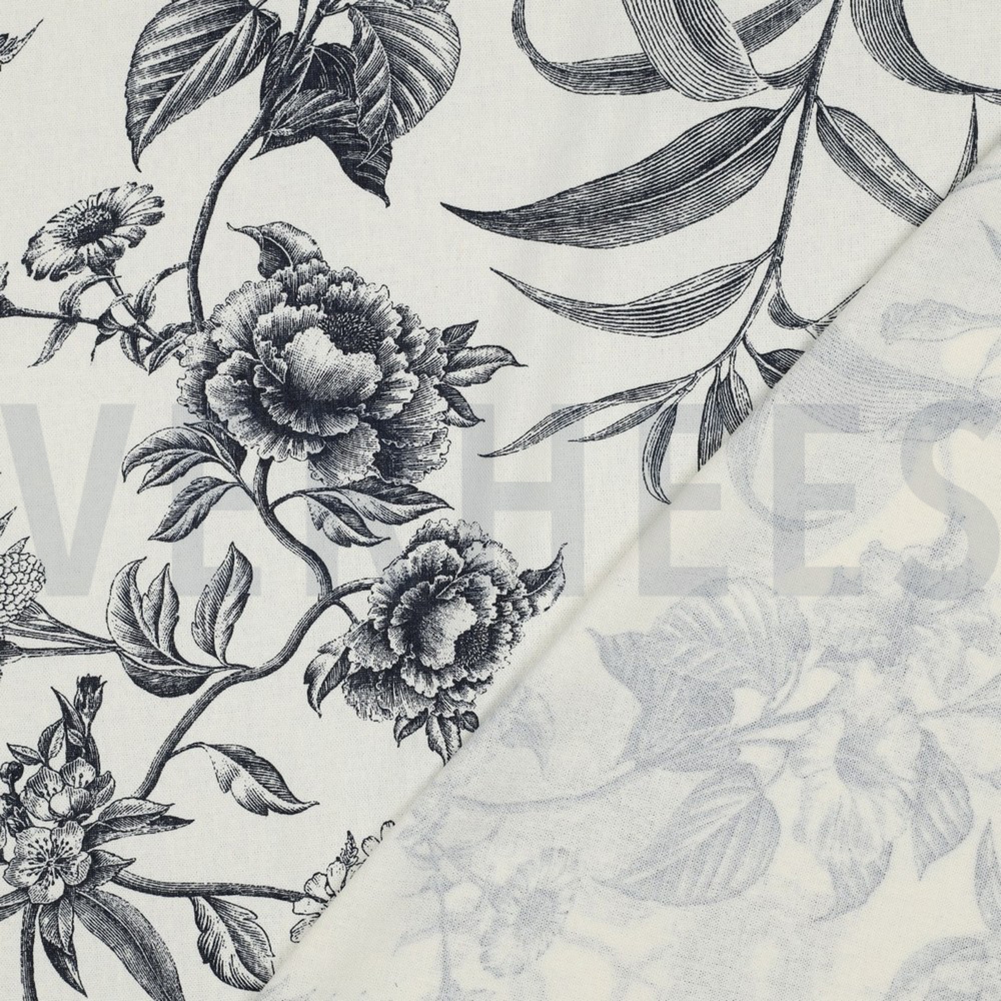 LINNEN VISCOSE BLOEMEN MARINEBLAUW (high resolution) #4