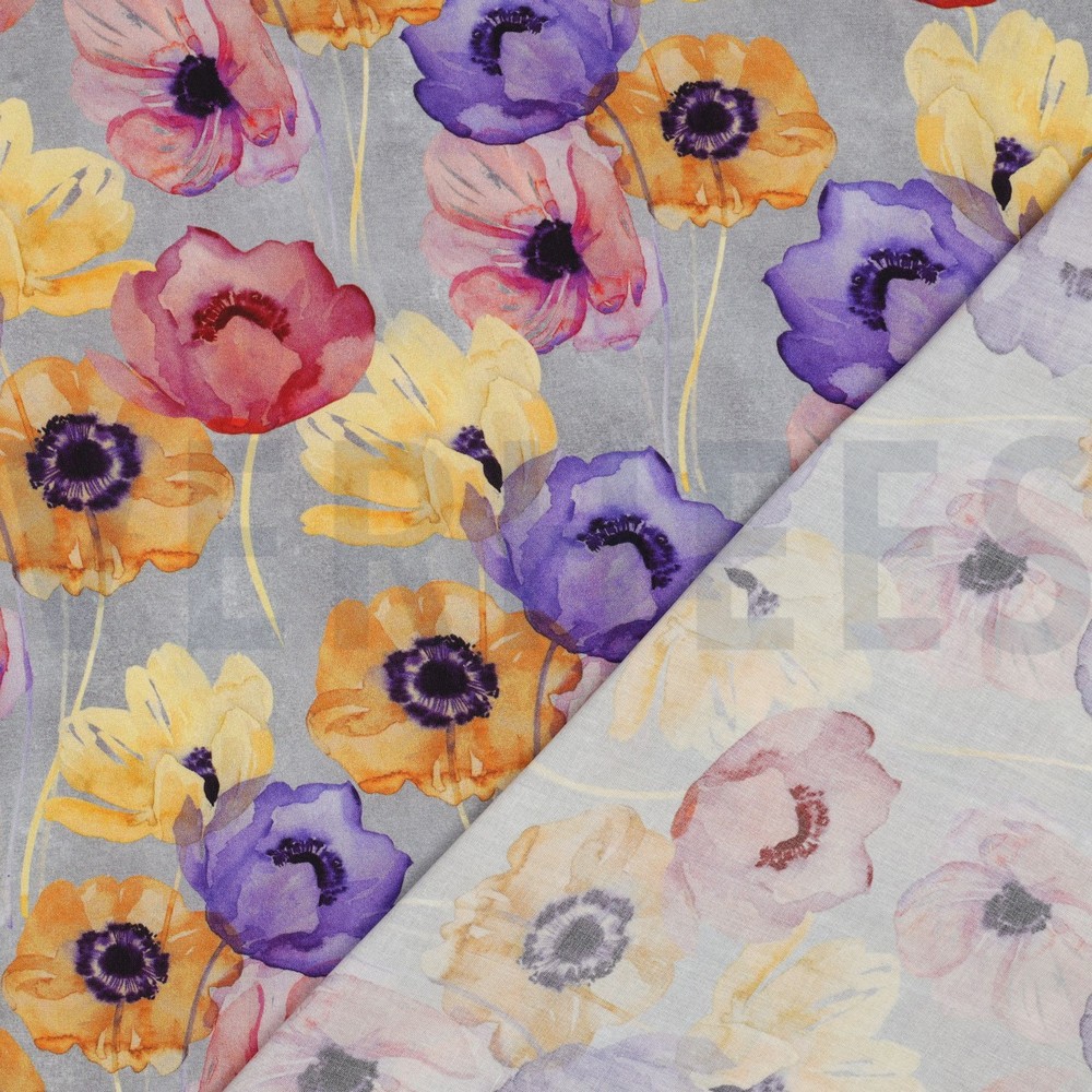 VISCOSE RADIANCE DIGITAL FLOWERS GREY #7