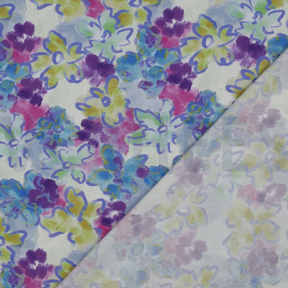 VISCOSE RADIANCE DIGITAL FLOWERS BLUE #7