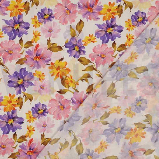 VISKOSE RADIANCE DIGITAL BLUMEN GEBROCHEN WEISS #7