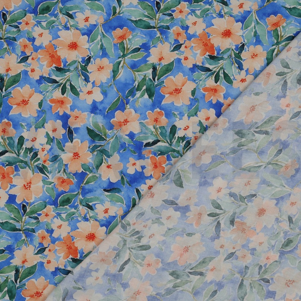 VISCOSE RADIANCE DIGITAAL BLOEMEN BLAUW #7