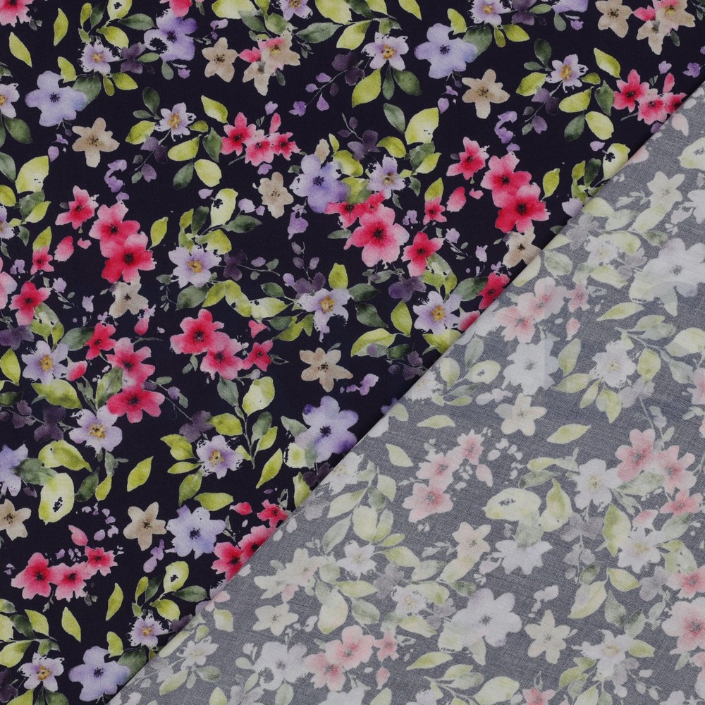 VISCOSE RADIANCE DIGITAL FLOWERS NAVY #7