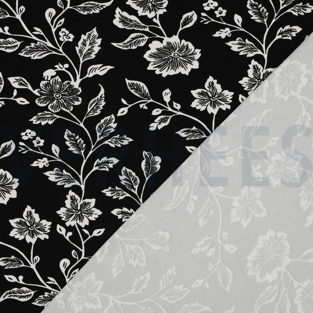 VISCOSE JERSEY BLOEMEN ZWART #7