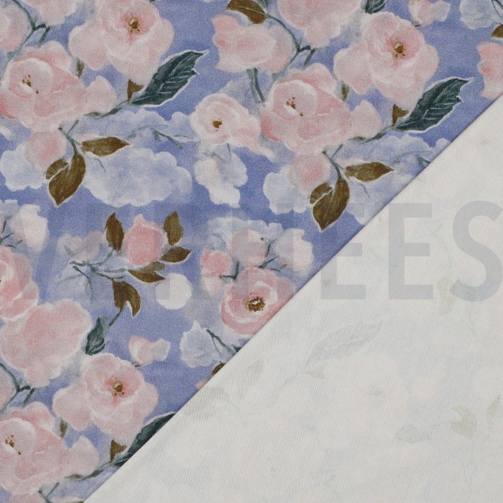 VISKOSE JERSEY DIGITAL BLUMEN HELLBLAU #7