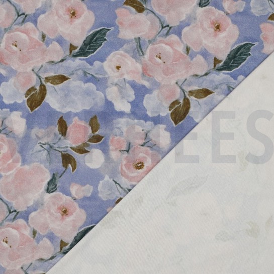 VISKOSE JERSEY DIGITAL BLUMEN HELLBLAU #7