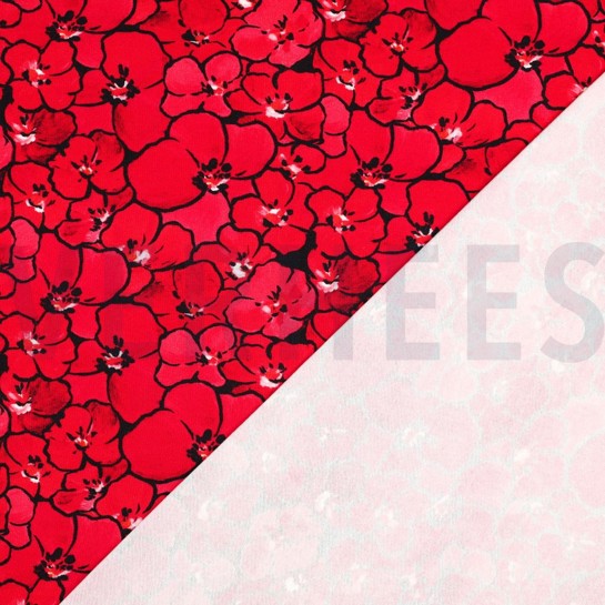 VISCOSE JERSEY DIGITAL FLEURS ROUGE #7