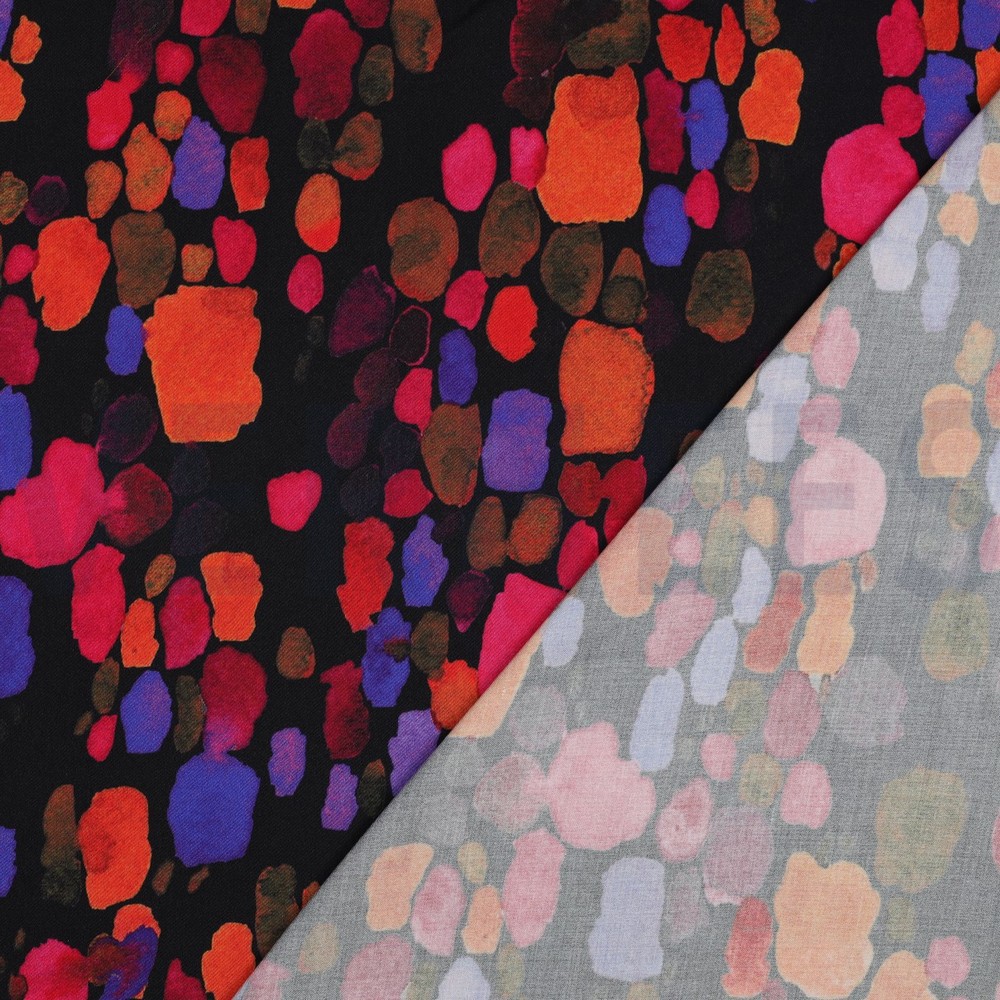 VISCOSE SATIN DIGITAL ABSTRACT NOIR #7