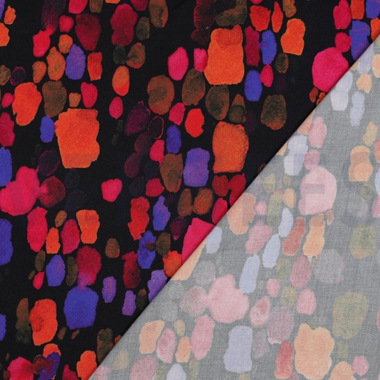 VISCOSE SATIN DIGITAL ABSTRACT BLACK #7