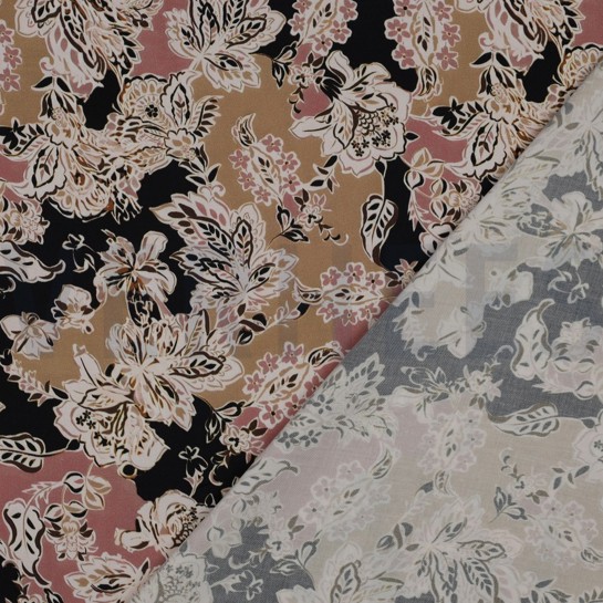 VISCOSE SATIN DIGITAL FLOWERS BLACK #7