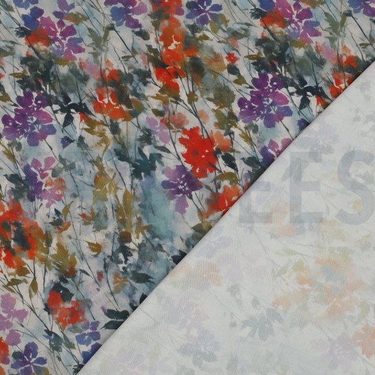 VISCOSE SATIN DIGITAL FLOWERS OFFWHITE #7