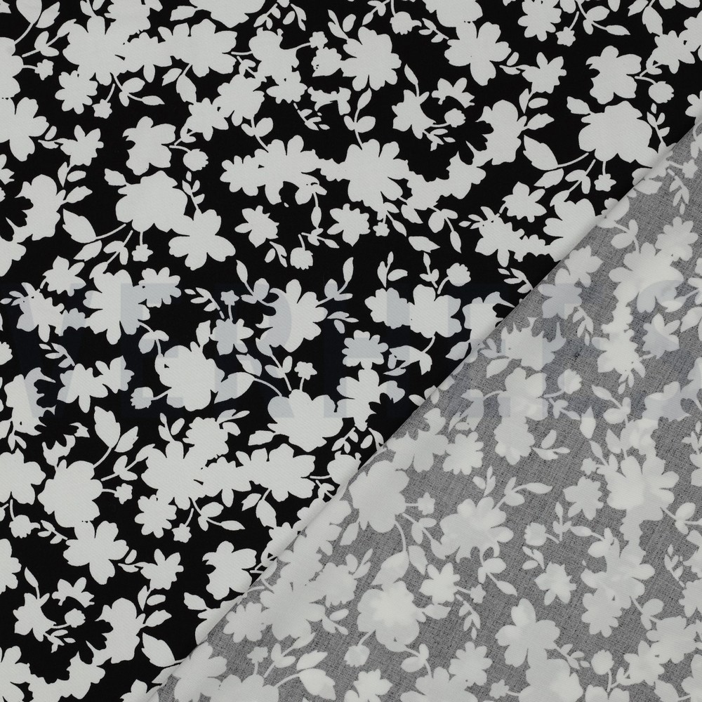 VISKOSE STRETCH BLUMEN SCHWARZ #7