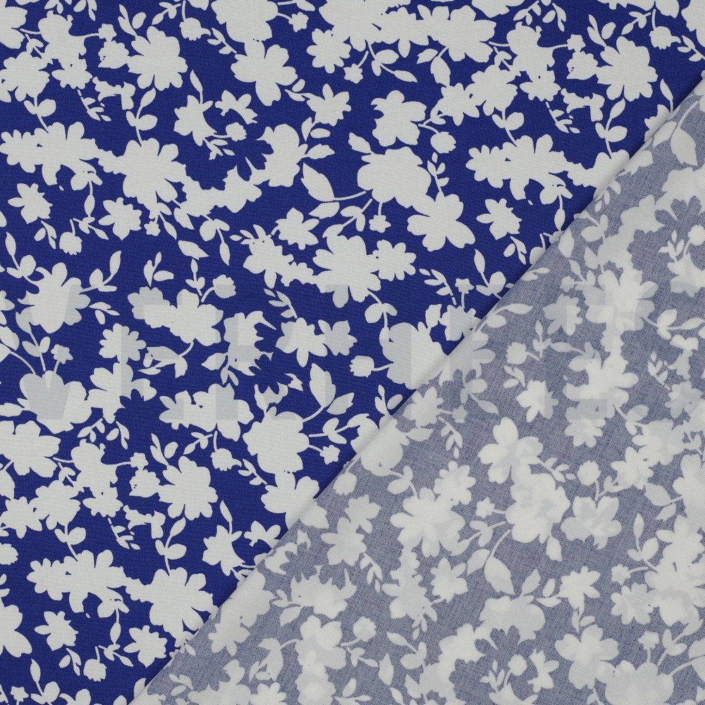 VISCOSE STRETCH BLOEMEN KOBALTBLAUW #7