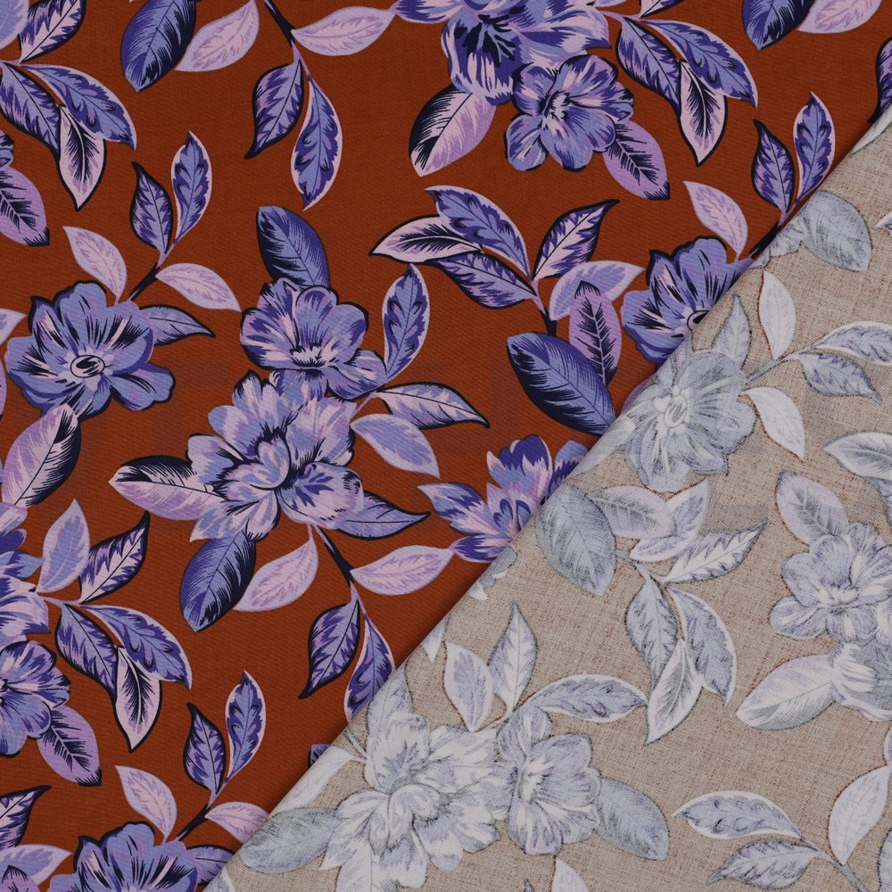 VISKOSE STRETCH BLUMEN BRAUN #7