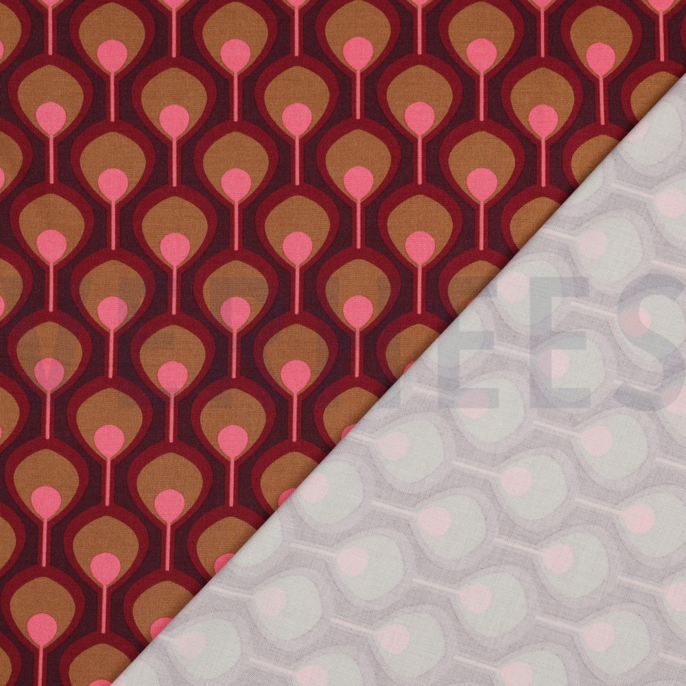 VISCOSE ROSELLA STRETCH ABSTRACT BORDEAUXROOD #7