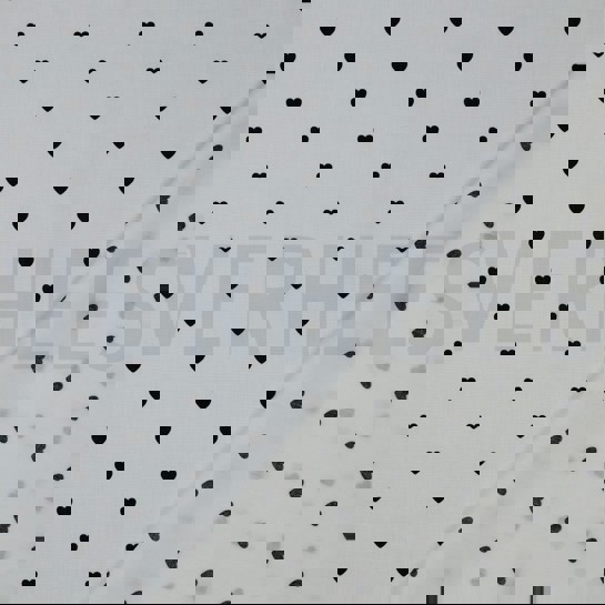 FINE POPLIN HEARTS WHITE/BLACK #7