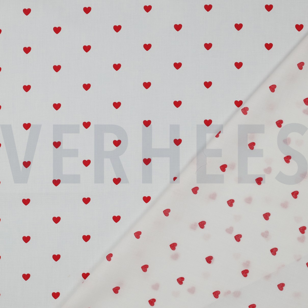 FINE POPLIN HEARTS WHITE/DARK RED #7
