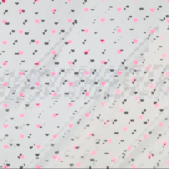 FINE POPLIN HEARTS WHITE/FUCHSIA #7