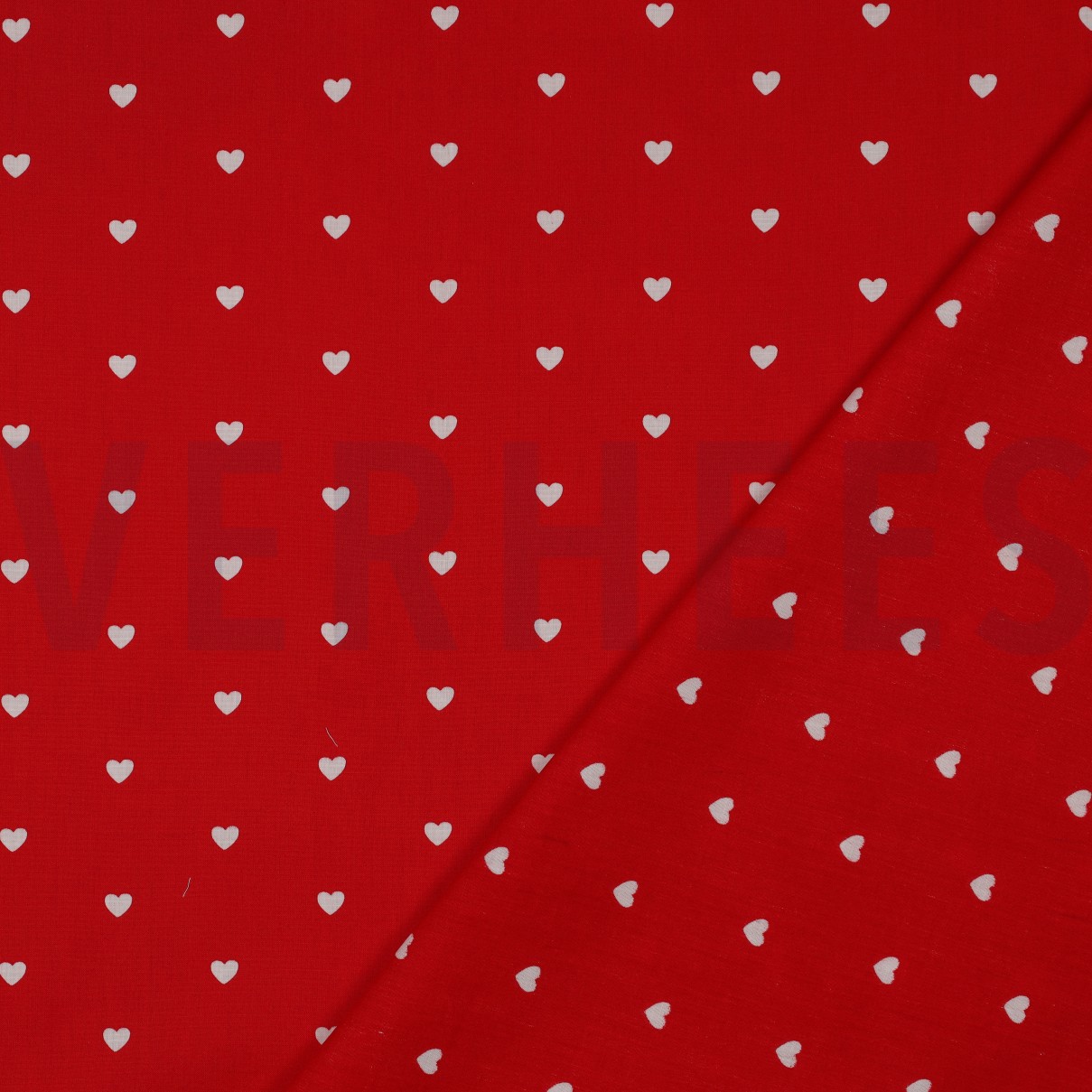 FINE POPLIN HEARTS DARK RED/WHITE #7