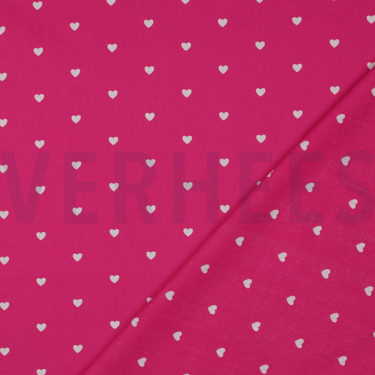POPELINE DE COTON TISSAGE FIN CŒURS FUCHSIA/BLANC #7
