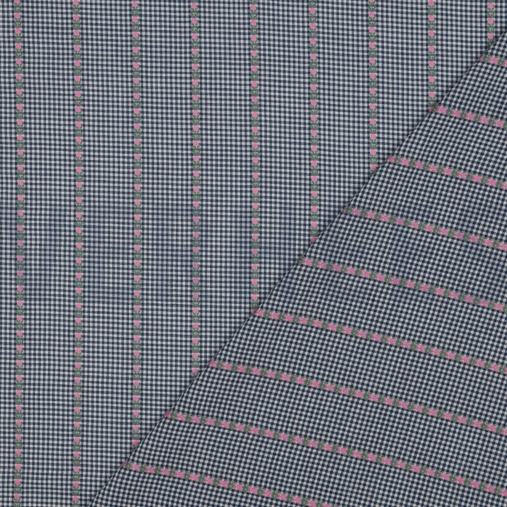 KATOENEN JACQUARD BLOEMEN BLAUW/WIT #7