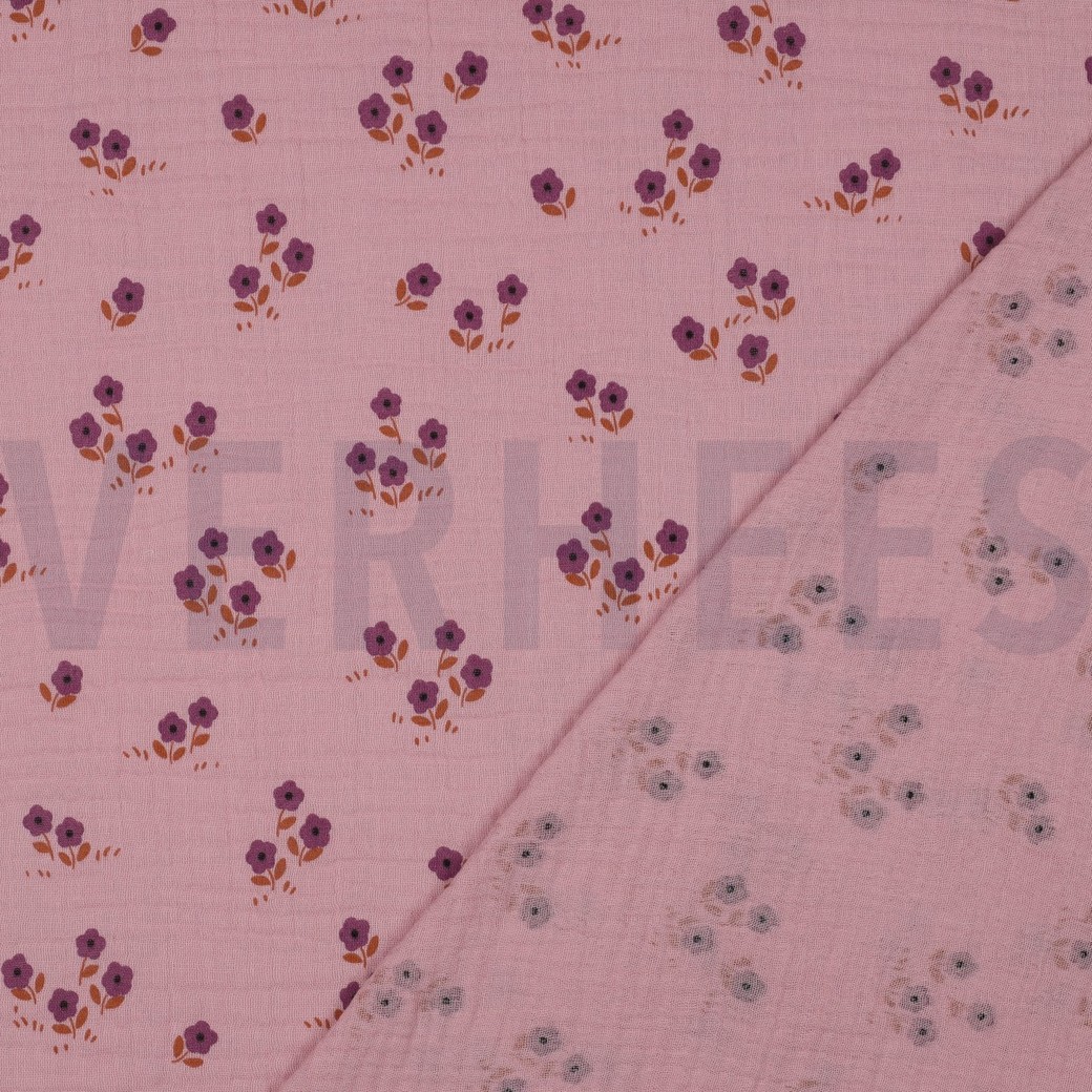 DOUBLE GAUZE FLOWERS MAUVE #7