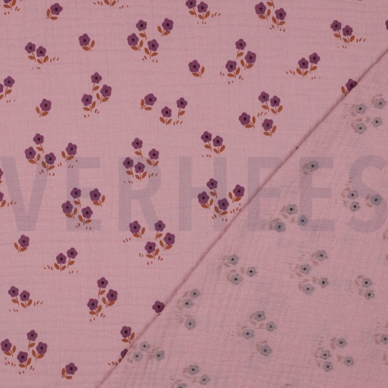 DOUBLE GAUZE FLOWERS MAUVE #7