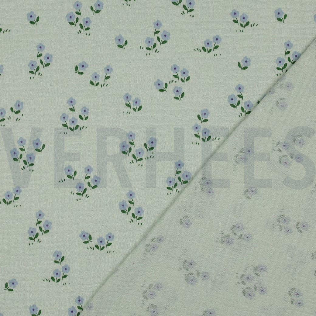 DOUBLE GAUZE FLOWERS MINT #7