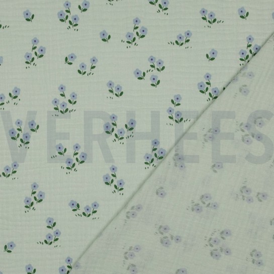 DOUBLE GAZE DE COTON FLEURS MENTHE #7