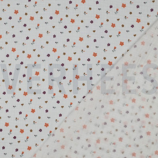 MUSSELIN BLUMEN WEISS #7