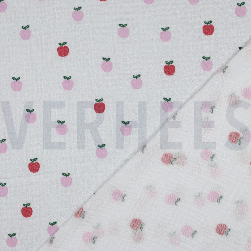 DOUBLE GAUZE FRUITS WHITE #7