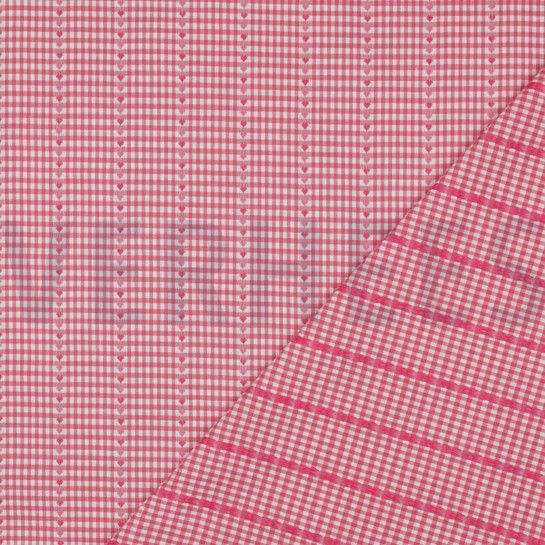 COTTON JACQUARD HEARTS PINK #7