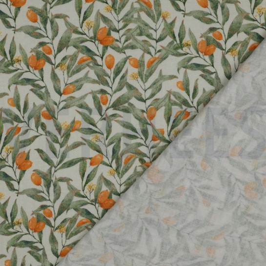 DOUBLE GAZE DE COTON FEUILLES BLANC CASSÉ #7