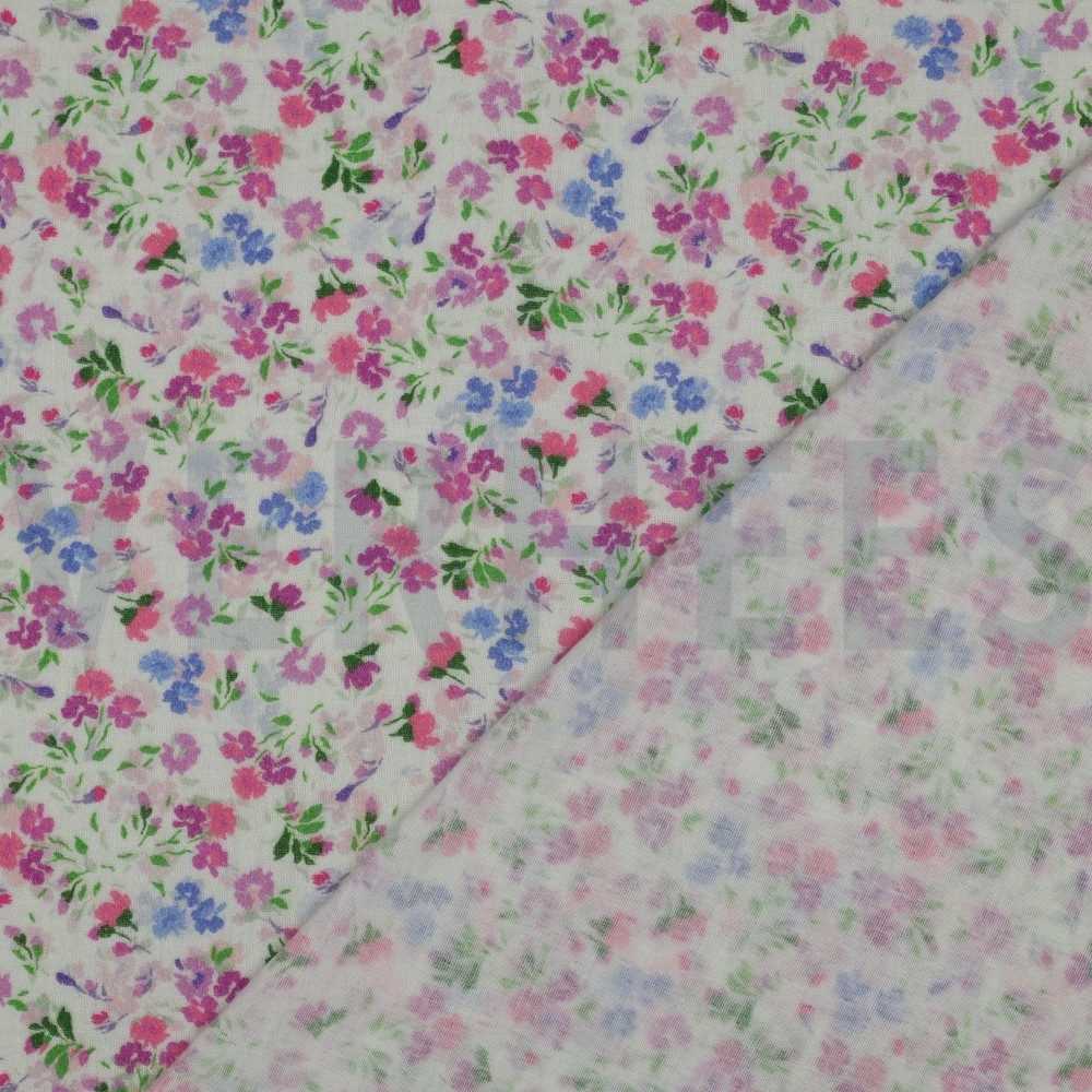 MUSSELIN DIGITAL BLUMEN GEBROCHEN WEISS #7