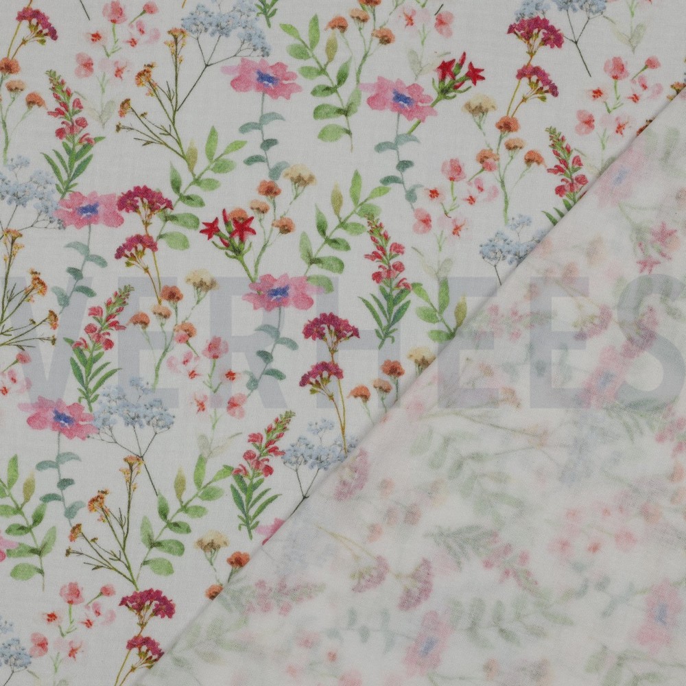 MUSSELIN DIGITAL BLUMEN WEISS #7